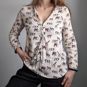 (2/$30) Semi-sheer printed blouse